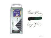 Pack 12 Private Reserve Fountain Pen Ink Cartridges Ebony Green