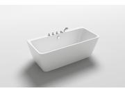 Kokss Iseo 67 Bath Tub Acrylic With Chrome Finish Tub Filler Faucet Freestanding White square Rest Bathe Modern Luxury SPA Seamless Bathroom Soaking