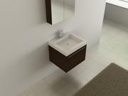 Kokss 24 wall mount Walnut Modern Vanity White acrylic sink Walnut brushed color Wood veneer cabinet matching mirror design bath