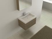 Kokss 32 wall mount Bathroom Modern Vanity Sink Faucet Cabinet Light Walnut Finish Brushed Single Hole Granite Top Wood Framed Mirror
