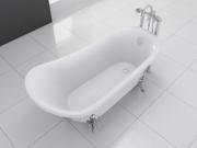 Kokss Cesano White 63 Freestanding Modern Seamless Soaking Acrylic Bathtub