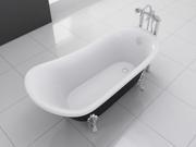 Kokss Cesano Black 63 Freestanding Modern Seamless Soaking Acrylic Bathtub