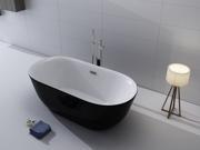 Kokss Lamone Black 67 Acrylic Modern Seamless Bathroom Soaking Overflow SPA Bath tub