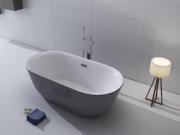 Kokss Lamone Gray 67 Freestanding Modern Seamless Soaking Acrylic Bathtub