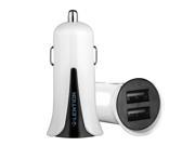Car Charger LENTION C228 Dual Port High Speed 24V 2.4A USB Car Charger Adapter with 1M Lightning Cable for Apple and Android Devices White