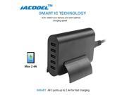 Jacodel Multi Port USB Charger 5 USB Port Charger Adapter Desktop Charging Station for Smartphone Tablet and more Devices Black
