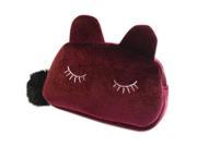Cartoon Storage Case Travel Makeup Pouch Cosmetic Bag wine red