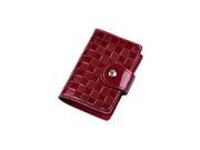 Woman Lady Faux Leather ID Credit Card Case Holder Pocket Bag deep red