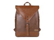 Classic Casual PU Leather Cross Body Shoulder Messenger Backpack Camping Travel Bag School Student Laptop Backpack Fits Laptops up to 14 Brown