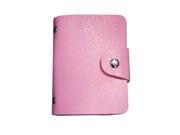 Lady Faux Leather ID Credit Card Case Holder Pocket Bag pink