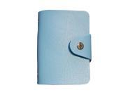 Lady Faux Leather ID Credit Card Case Holder Pocket Bag blue