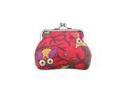 Women s Owl Printed Coin Purse Wallet Canvas Pouch Money Bag red