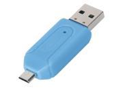 USB 2.0 USB Micro OTG SD ST Card Reader for Cell Phone Tablet PC Blue
