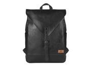 Classic Casual PU Leather Cross Body Shoulder Messenger Backpack Camping Travel Bag School Student Laptop Backpack Fits Laptops up to 14 Black