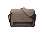 FEIDKA POLO Mens Canvas Pu Shoulder Bag Handbags Briefcase for the Office Messenger Bag Large Enough to Hold Books iPad Gray