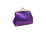 Women s Sequins Coin Purse Buckle Mini Wallet purple