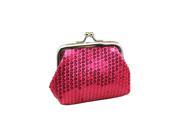 Women s Sequins Coin Purse Buckle Mini Wallet rose red