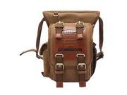KAUKKO Vintage Canvas Shoulder Messenger Leg Bag Sling School Bags Chest Leather Patchwork Messenger Bag Khaki