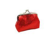 Women s Sequins Coin Purse Buckle Mini Wallet red