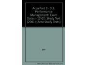 Acca Part 3 3.3 Performance Management Exam Dates 12 01 Study Text 2001 Acca Study Texts