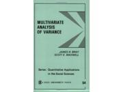 BRAY MULTIVARIATE ANALYSIS OF VARIANCE Quantitative Applications in the Social Sciences