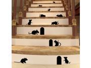 Dnven DIY Set of 12 Black Mice Rats with Entry Hole Halloween Removable Vinyl Decals for Door Window Wall Party Decorations
