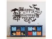 Dnven 22 w X 14 h Happy Halloween Bats Quotes Glass Wall Decals Window Stickers Halloween Decorations for Kids Rooms Nursery Party