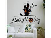 Dnven 28 w X 22 h Happy Halloween Spooky Cemetery Castles Bats Tomb Pumpkin Face Wall Decals Window Stickers Halloween Decorations for Kids Rooms Nursery Hall