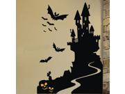 Dnven 16 w X 22 h Halloween Spooky Cemetery Skeleton Skull Crow Bats Ancient Castle Wall Decals Window Stickers Halloween Decorations for Kids Rooms Nursery H
