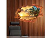 Dnven 35 w X 23 h 3D Full Colour High Definition Before the Dawn Coconut Tree Seaside Scenery Break Out of the Wall Window Bedroom Bathroom Playroom Decals