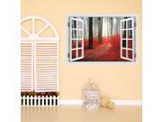 Dnven 33 w X 23 h 3D Full Colour High Definition Winter Aspen Poplar Red Leaves Forests Window Frame Window Bedroom Bathroom Playroom Decals Removable Girls r