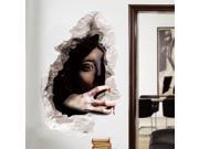 Dnven 17 w x 23 h 3D Brick Hole View of Spooky Female Ghost with Horrific Eyes Scratching the Wall Halloween Wall Stickers Self Adhesive Removable Vinyl Stick