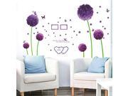 Dnven 59 w x 67 h Purple Giant Onion Flowers Frames Love Hearts Fairies Butterflies Wall Stickers Living Room TV Sofa Background Nursery Wall Decals Removable