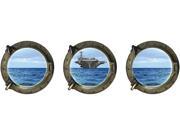 Dnven 3pcs x 13 w x 13 h 3D Faux Submarine Porthole View Of Ocean Sea Murals Wall Decals Peel Stick Removable Vinyl Playroom Wall Stickers Kids Room Bedroom