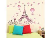 Dnven Pink 39 w x 26 h Paris Eiffel Tower Bicycle Butterflies Wall Stickers Wedding Room Living Room Bedroom Girls Room Wall Decals Removable Self Adhesive Vi