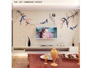 Dnven 54 w x 32 h Oriental Series Chinese Calligraphy Poems Magpie Birds in Blossom Plum Flowers Wall Art Decals Stickers for Tv Sofa Background Wall Decorati