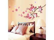 Dnven Pink 65 w x 29 h Blooming Peach Cherry Blossom Plum Flowers Wall Stickers Living Room Bedroom Cabinet Wardrobe Sofa TV Background Wall Decoration Remova