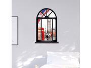 Dnven Window 18 w x 27 h 3D Vintage London City View Telephone Booth England Flag Big Ben Bus Wall Decals Removable 3D Faux Window Glass Frame Decals Bedroom