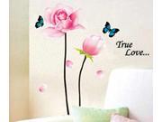 Dnven DIY True Love Flowers with Butterflies Wall Stickers Living Room Bedroom Wall Decals Lettering Words Peel Stick Removable Vinyl Decals Home Décor