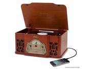 Electrohome Wellington Nostalgia Turntable Real Wood Stereo System with Record Player USB Recording MP3 CD Radio