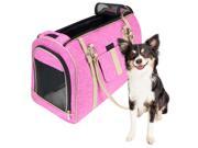 FrontPet Soft Pet Carrier Large Airline Approved Stylish Pink Pet Carrier Purse With Faux Leather Accents And Padded Fleece Insert Pet Carrier Purse