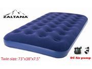 Zaltana Flocked Twin size Air Mattress Size 73 x38 x7.5 with dry battery powered air pump