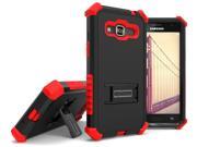 RED RUGGED TRI SHIELD CASE COVER STAND FOR SAMSUNG GALAXY EXPRESS PRIME