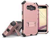 ROSE GOLD PINK RUGGED TRI SHIELD CASE STAND FOR SAMSUNG GALAXY SOL J3 J320A