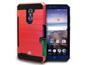 RED CREDIT CARD SLOT CASE COVER FOR ZTE IMPERIAL MAX MAX DUO GRAND X MAX 2