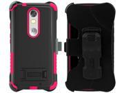 PINK TRI SHIELD RUGGED CASE BELT CLIP HOLSTER STAND FOR MOTOROLA DROID TURBO 2