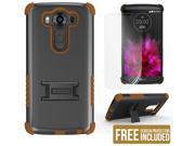 BROWN RUGGED TRI SHIELD SOFT RUBBER SKIN HARD CASE COVER STAND FOR LG V10 PHONE