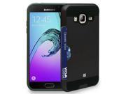 BLACK CREDIT CARD SLOT HARD WALLET SHELL CASE COVER FOR SAMSUNG GALAXY AMP PRIME