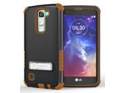 BROWN RUGGED TRI SHIELD RUBBER SKIN HARD CASE COVER STAND FOR LG TRIBUTE 5 K7