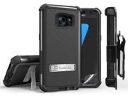 BLACK TRI SHIELD RUGGED STAND CASE BELT CLIP HOLSTER FOR SAMSUNG GALAXY S7